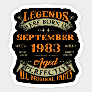 Legends Were Born In September 1983 40 Years Old 40th Birthday Gift Sticker